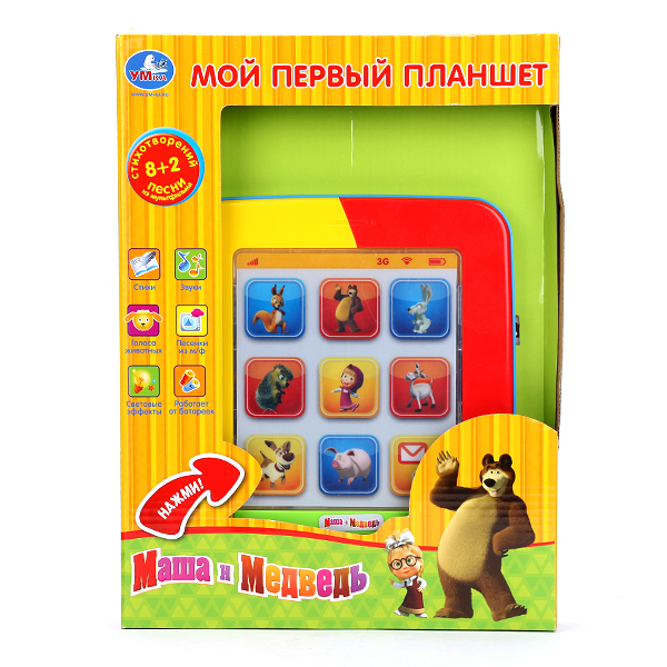 АКЦИЯ19 Игр развивающая Планшет Маша и Медведь на батар. свет, звук, стихи,