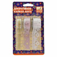 Творч Скотч для декора 3шт Блеск-3 Кружева с блестками 12, 18, 24мм*1,5м