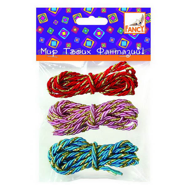 Творч Фурнитура Шнур плетенка 3цв 1м декоративный