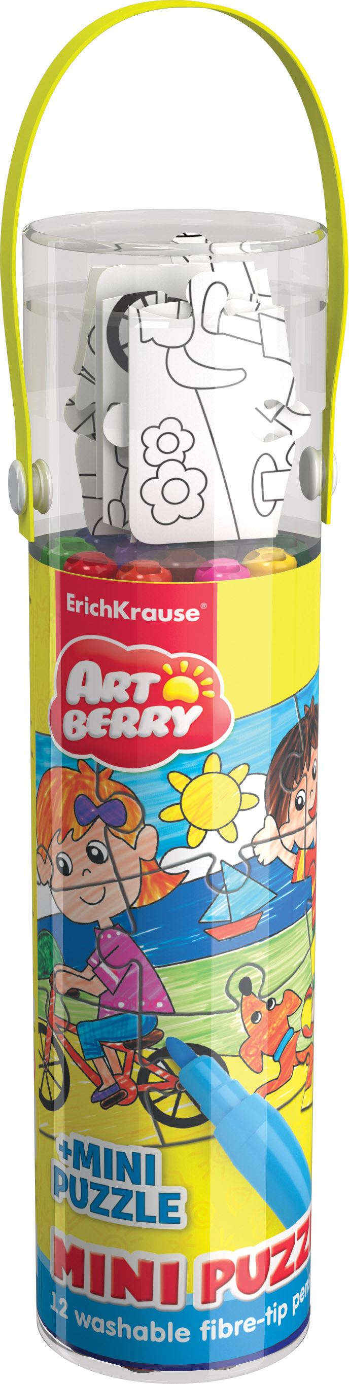 Фломастеры 12 цв EK Artberry + мини пазл (в тубусе)