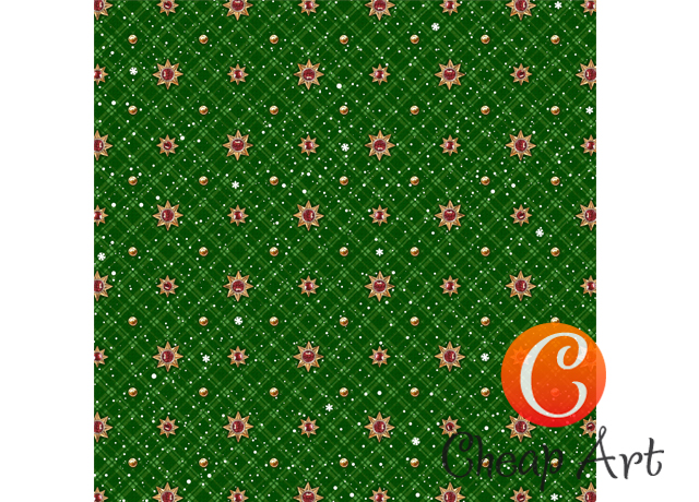 Творч Бумага д/скрап 30,5*29,5 Звезды на зеленой клетке