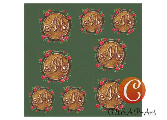 Творч Бумага д/скрап 30,5*29,5 Буква М на золоте