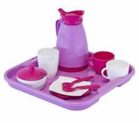 АКЦИЯ19 Игр Набор посуды "Алиса" с подносом на 2 персон. Pretty Pink пластм