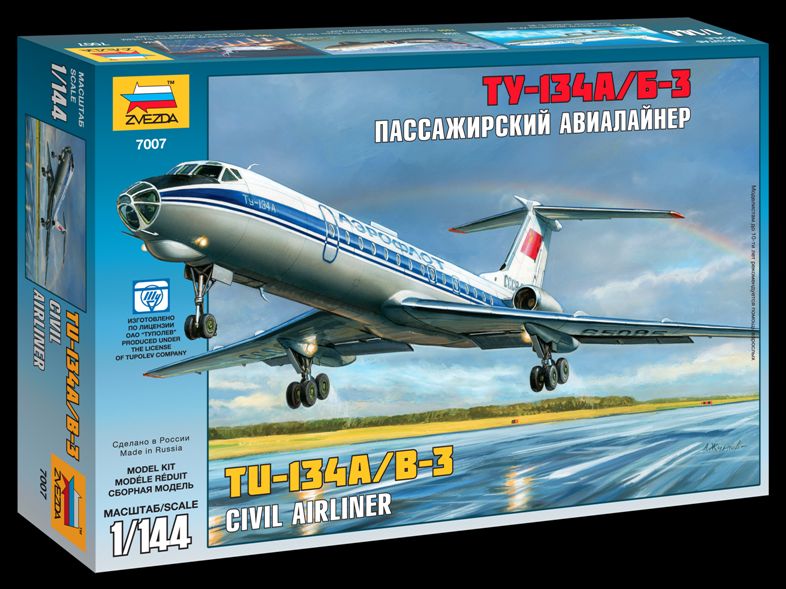 Сборная модель Пассажирский авиалайнер Ту-134 А/Б-3 1/144
