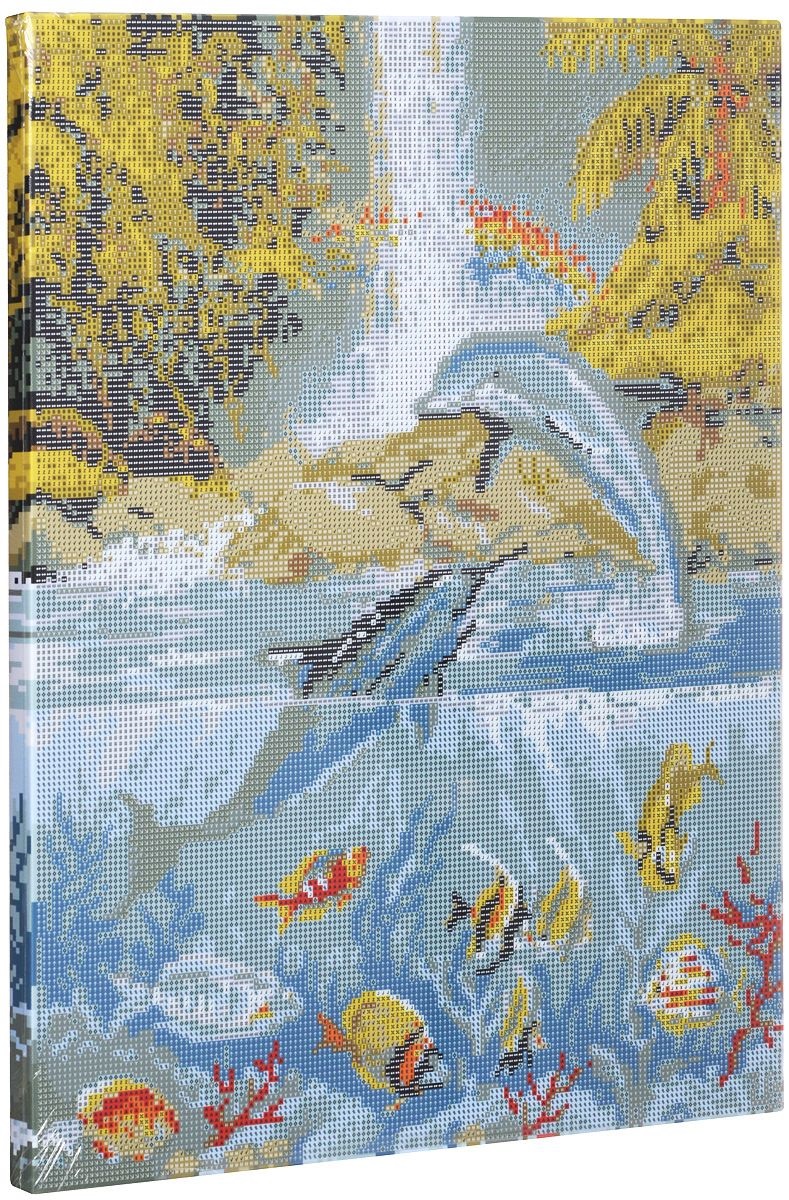 Творч Картины мозаикой 40х50 Дельфины у водопада