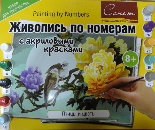Живопись по номерам акрил Сонет 30х40 Птицы и цветы