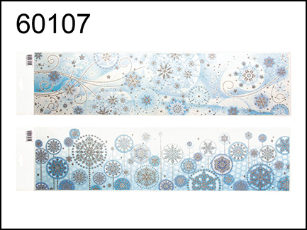 НГ Оконное украшение Морозная свежесть 64х15см серебро, ассорт