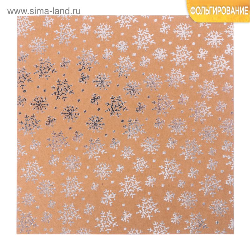 Творч Бумага д/скрап НГ 15,5*15,5 Снежное сияние крафт фольг