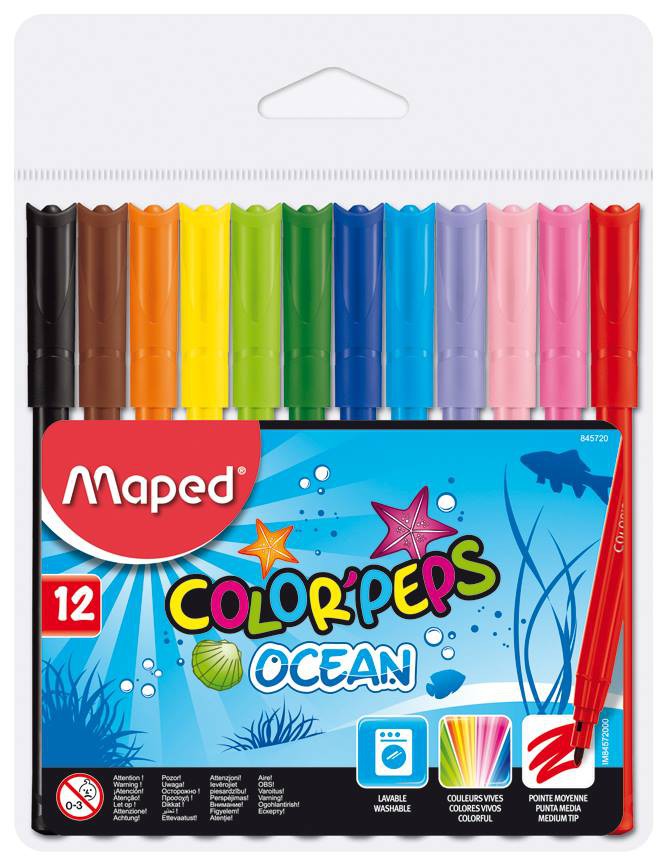 Фломастеры 12 цв Maped Color Peps Ocean пл/пакет