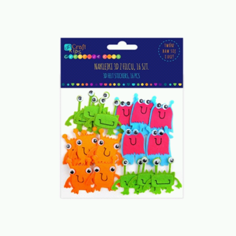 Творч Наклейки фетровые Монстры 16шт