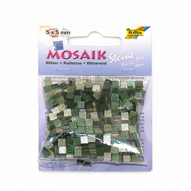 Творч Мозаика 5*5мм Тонированная с блестками оттенки зеленого 700шт