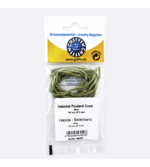 Творч Шнур шелковый 1,1м, D=3 мм оливковый
