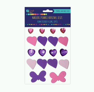 Творч Наклейки из фоамирана Сердечки и бабочки 18шт