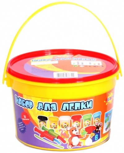 Творч Набор д/лепки 18 пр. 6 цв. х 56г в ведре