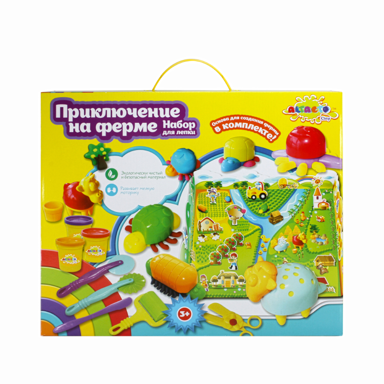 Творч Набор д/лепки Приключение на ферме" (6 баночек по 85 гр., аксесс.)