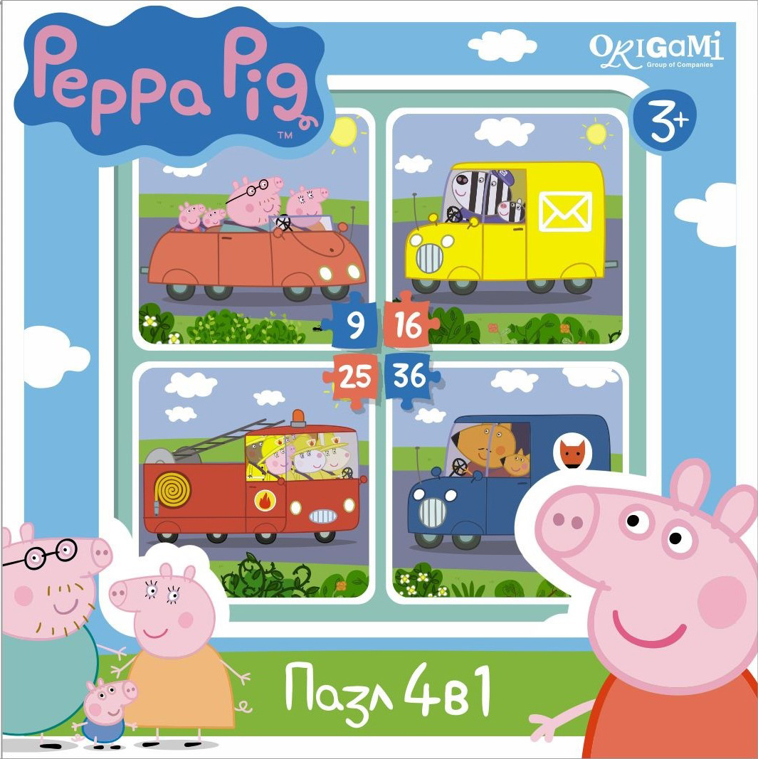Пазл 9-16-25-36 Origami 01597 Peppa Pig. Транспорт