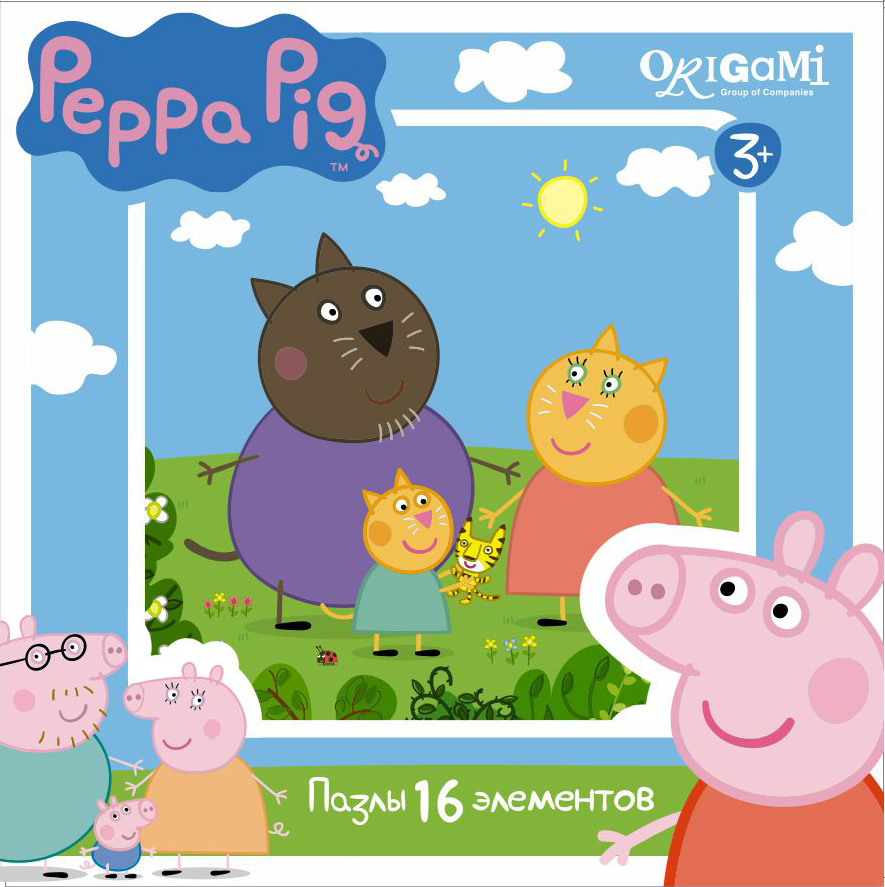 Пазл 16 Origami 01578 Peppa Pig. Котики