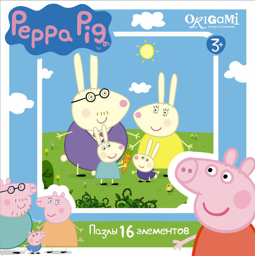 Пазл 16 Origami 01577 Peppa Pig. Зайчики