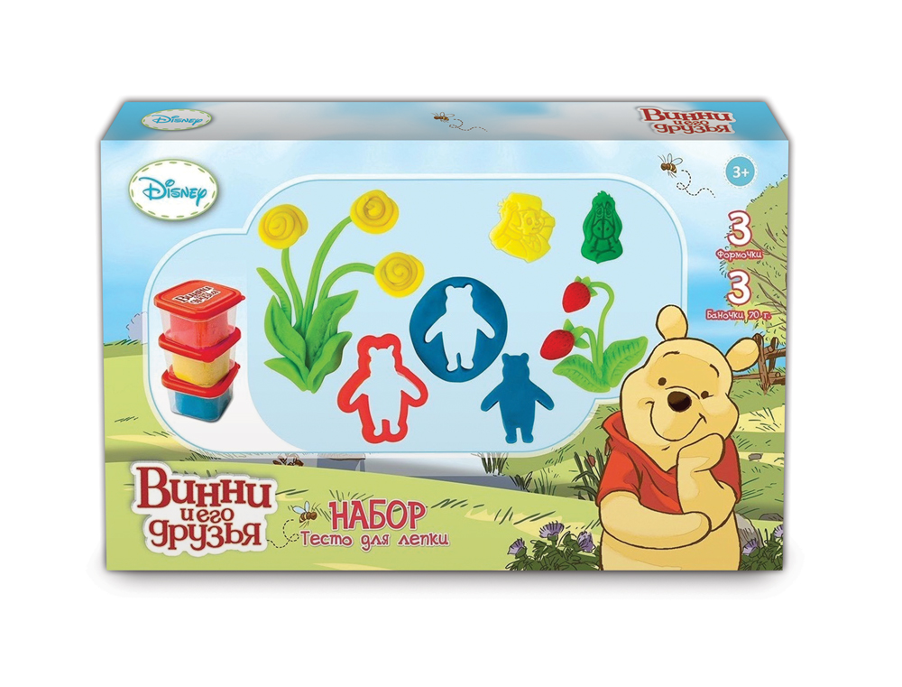 Творч Набор д/лепки Винни и его друзья (3х70 гр. теста + 3 формочки)