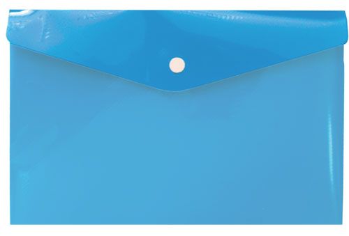 Папка-конверт А6 евро однотон синяя прозр 180мк