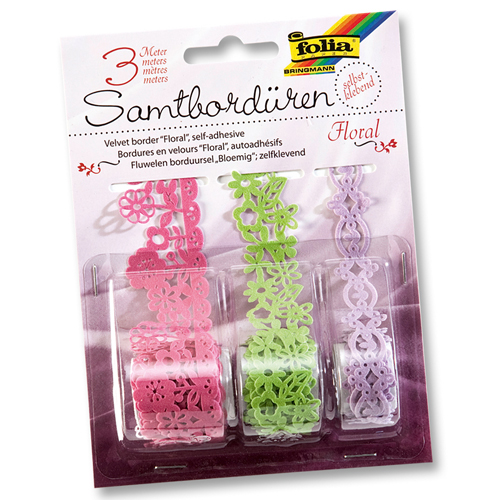 Творч Набор кружев бархатных самоклеющ. 3шт цветы