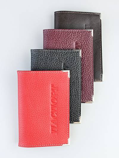 Обложка для паспорта искусственная кожа, метал. уголки