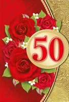 Открытка 059.519 50! сред глит выруб розы на красном