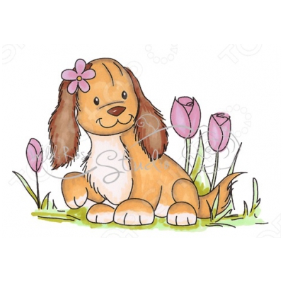 Творч Штамп силикон А7 Пес и тюльпаны