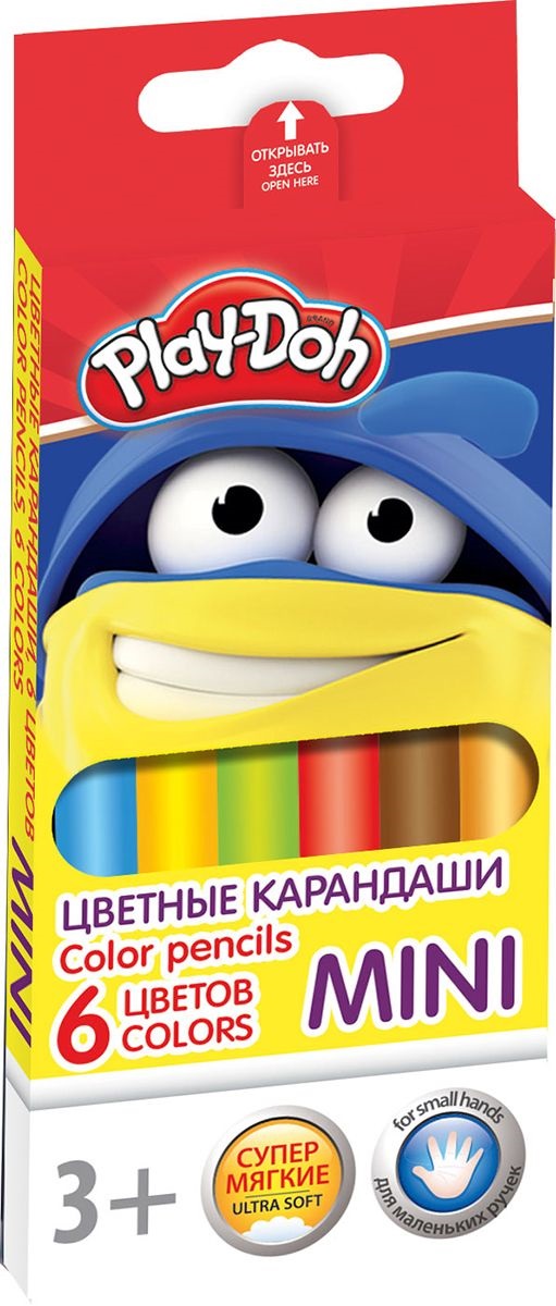 Карандаши цветные 6 цв Play Doh треугольные мини