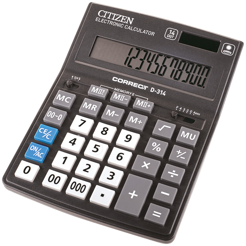 Калькулятор 14 разр. CITIZEN черный 155*205*28мм