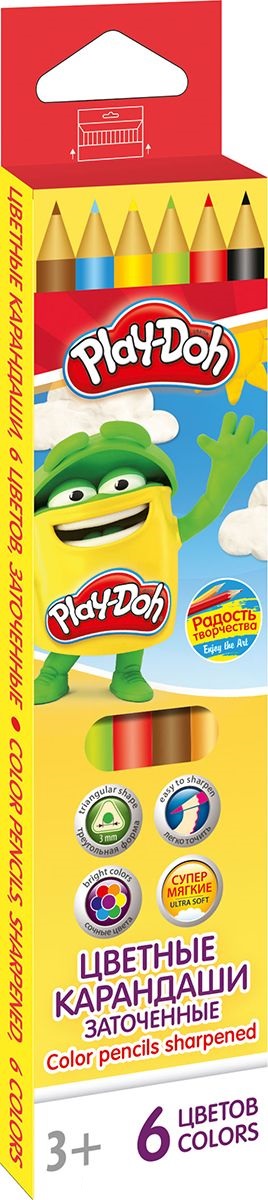 Карандаши цветные 6 цв Play Doh треугольные к/к