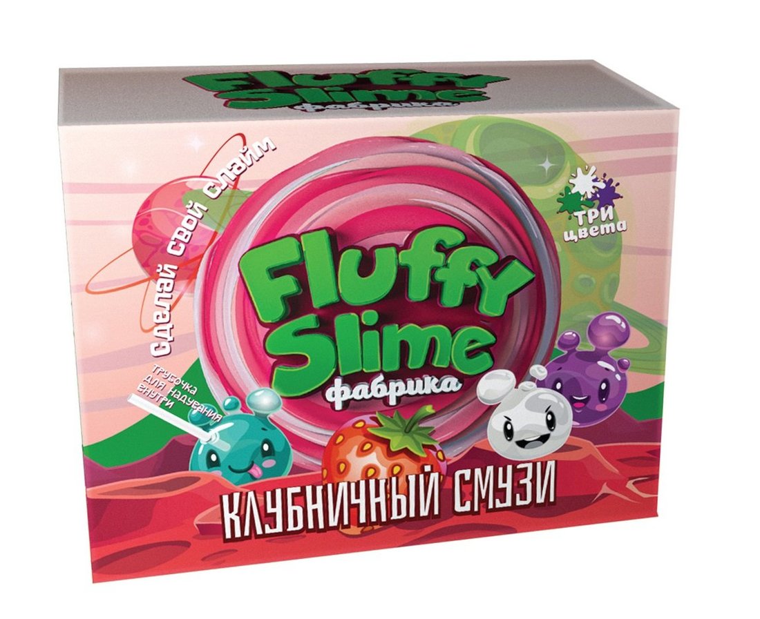 Набор Создай Флаффи Слайм Fluffy Slime Клубничный смузи