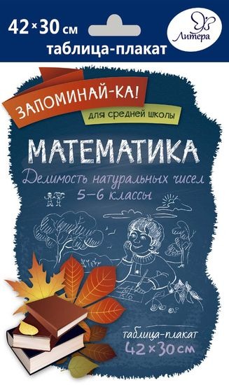 Таблица-плакат Математика. 5-6 кл.: Делимость натуральных чисел
