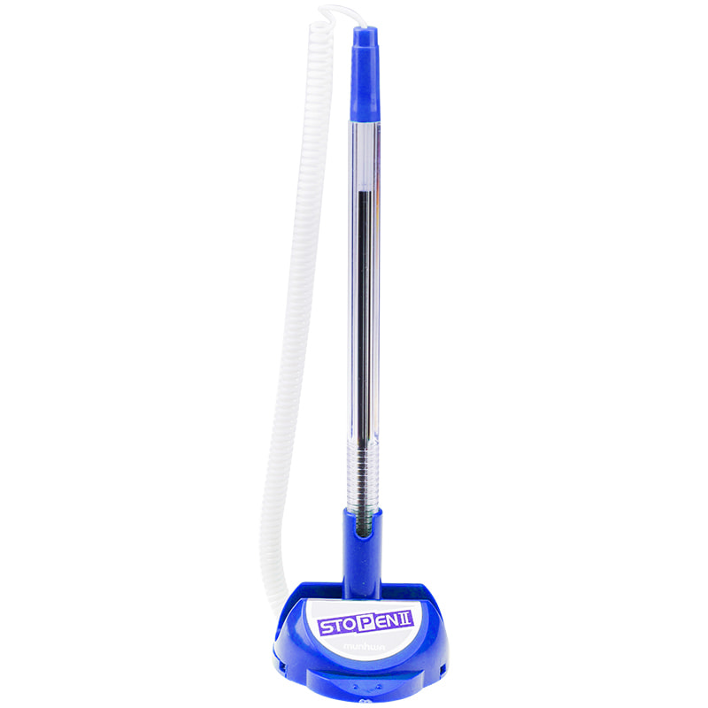 Ручка на подставке шариковая синяя Stop Pen с пласт. шнуром 0,7мм