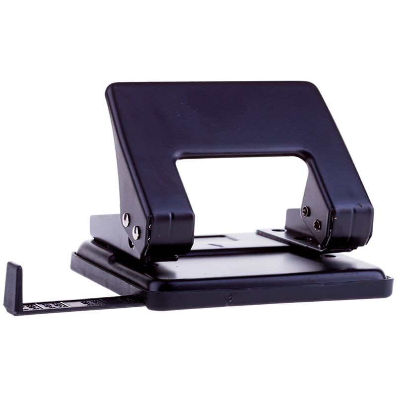 Дырокол 20л OS металл черный с линейкой