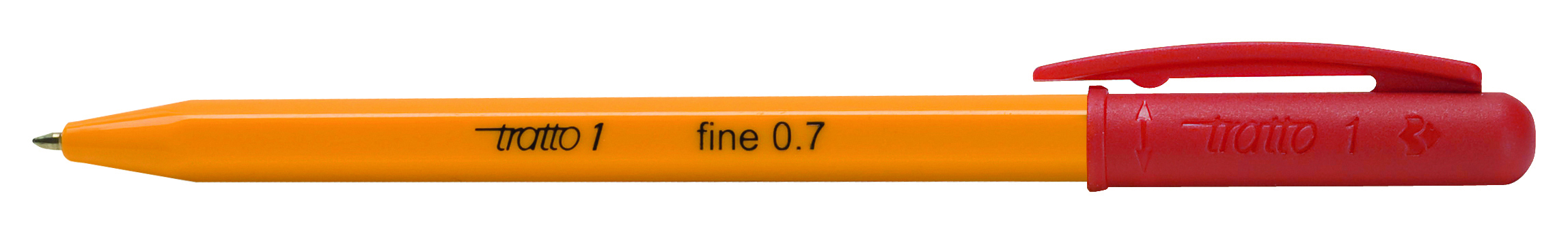 Ручка шариковая красная Tratto 1 поворот 0.7мм желтый корпус