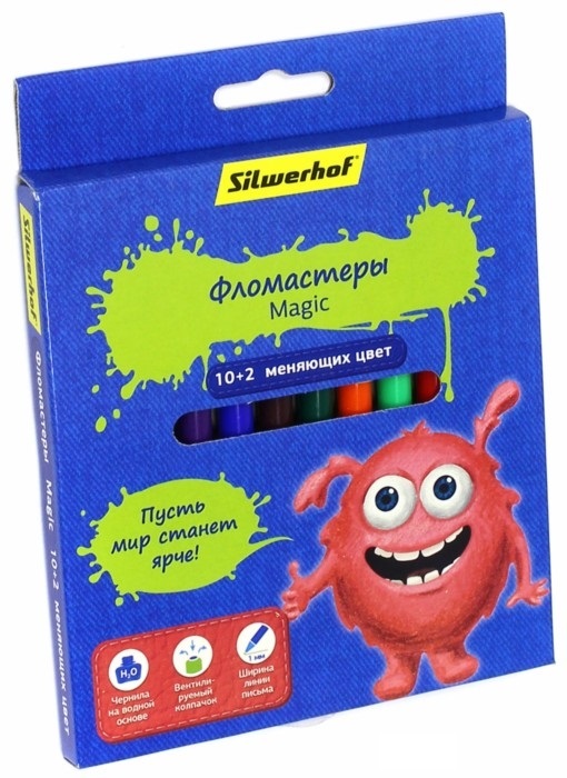 Фломастеры магические 10+2цв Silwerhof Magic
