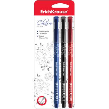 Ручки гелевые 3цв классич черная, синяя, фиолетовая 0,7мм