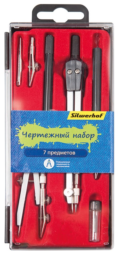 Готовальня 7пр Silwerhof Джинсовая коллекция пластик пенал