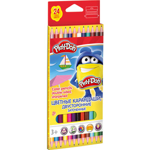 Карандаши цветные 24 цв 12 шт Play Doh двусторонние трехгранные