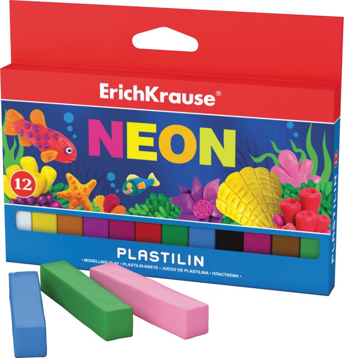 Пластилин 12 цв EK Neon 180гр