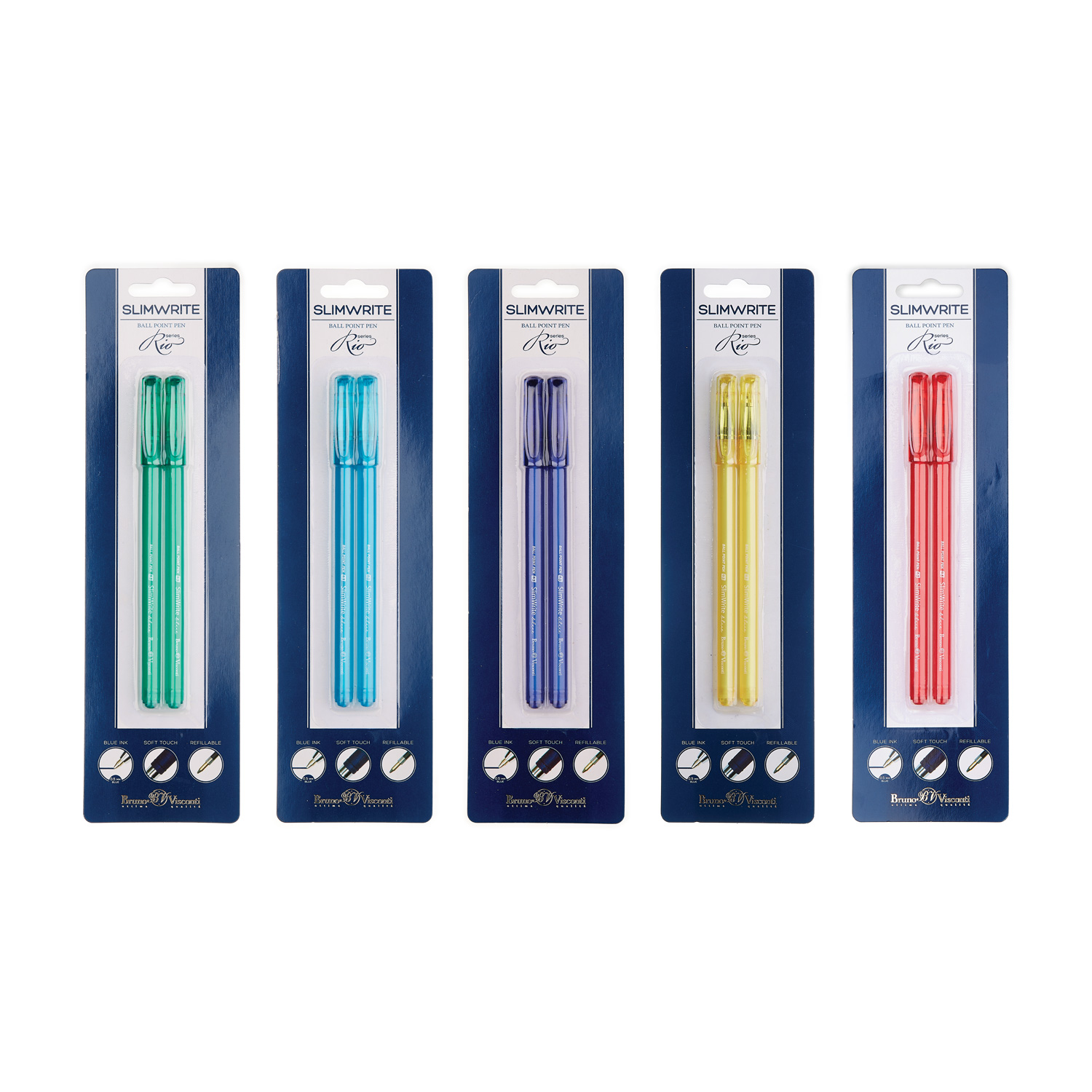 Ручки шариковые 2шт синие BV SlimWrite.RIO 0,5мм