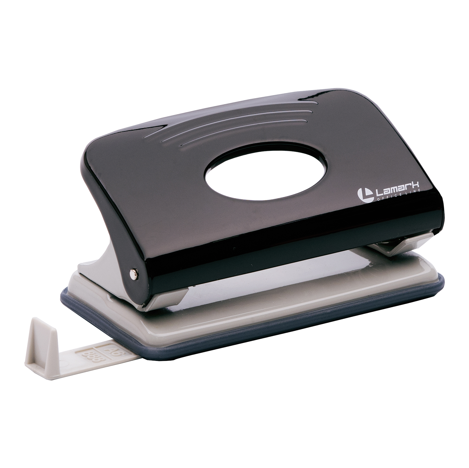 Дырокол 10л Lamark Mettallic с линейкой черный