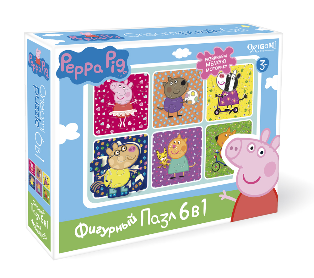 Пазл 6 в 1 Origami 01566 фигурный Peppa Pig Хобби