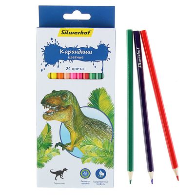 Карандаши цветные 24 цв Динозавры