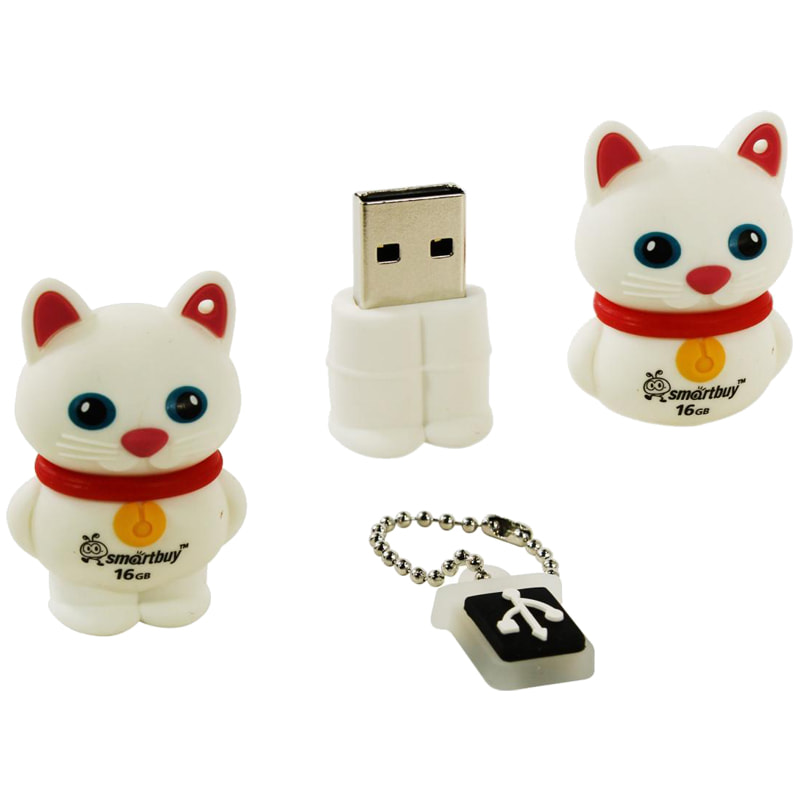 Флэш-карта USB 8GB 2.0 Smart Buy Кошка белый