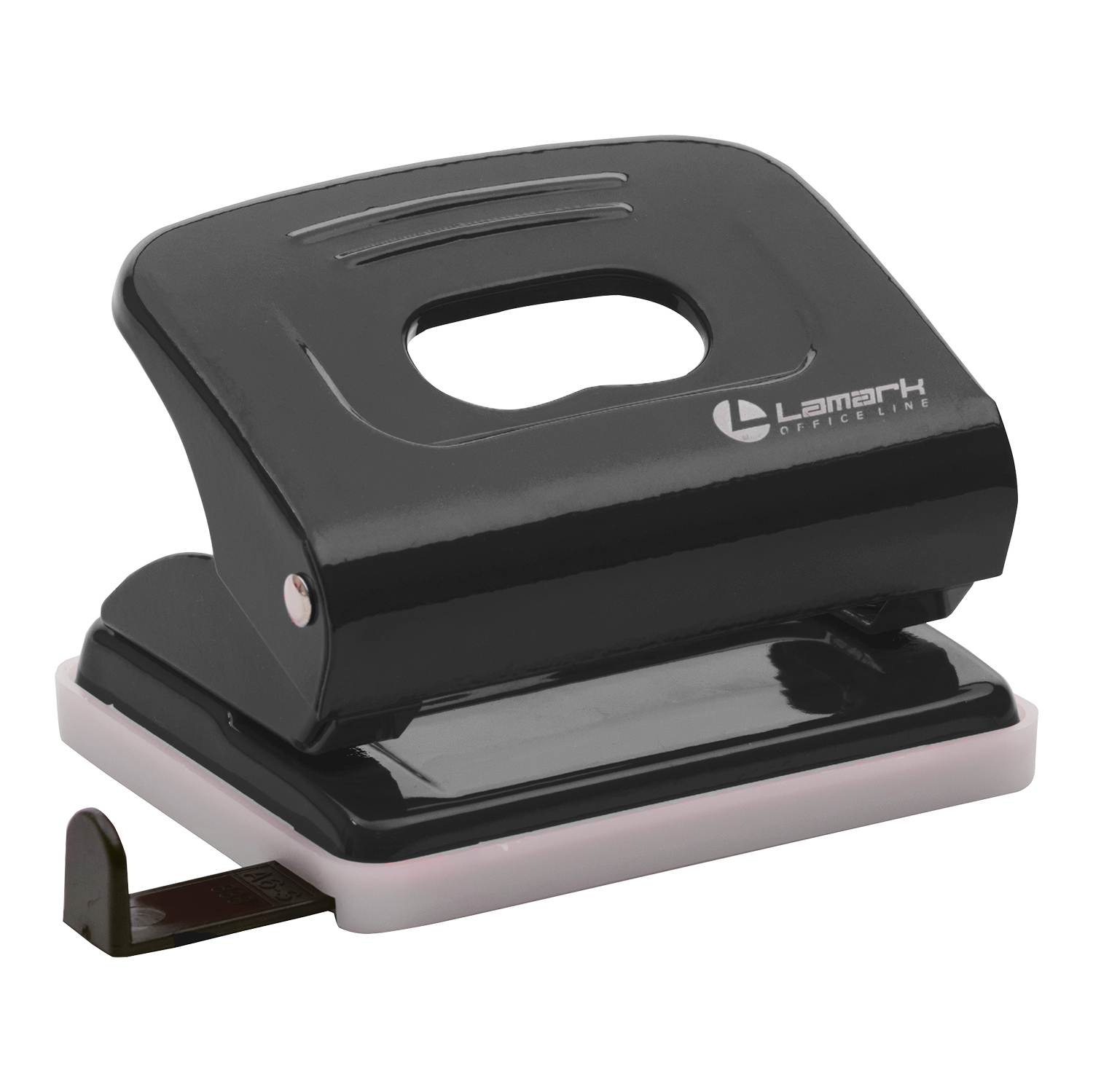 Дырокол 20л Lamark Metallic с линейкой черный