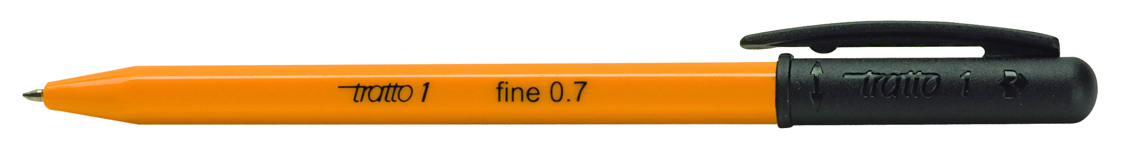 Ручка шариковая черная Tratto 1 поворот 0.7мм в желтом корпусе