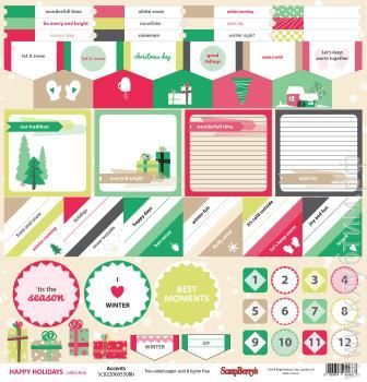 Творч Бумага д/скрап НГ 30,5*30,5 Зимние каникулы Акцент англ двустор