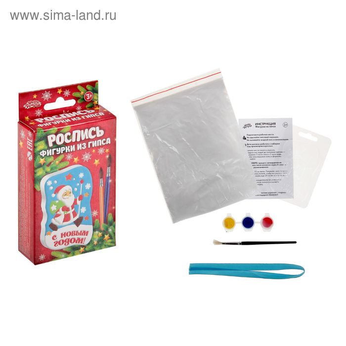 Творч Фигурки из гипса НГ Дед Мороз форма краск 3*3гр кисть